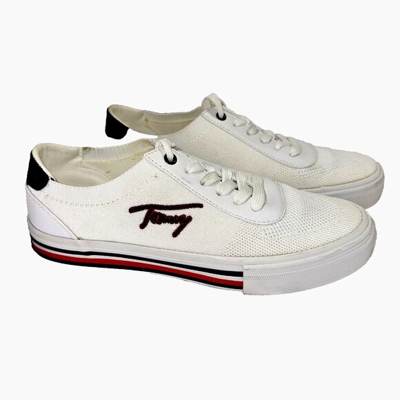Tommy Hilfiger Women Logo Sneaker White Ivory  Quiet Luxury Preppy Streetwear 7 - Picture 4 of 5